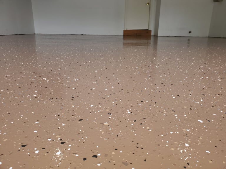 Epoxy floor coating for garage showroom
