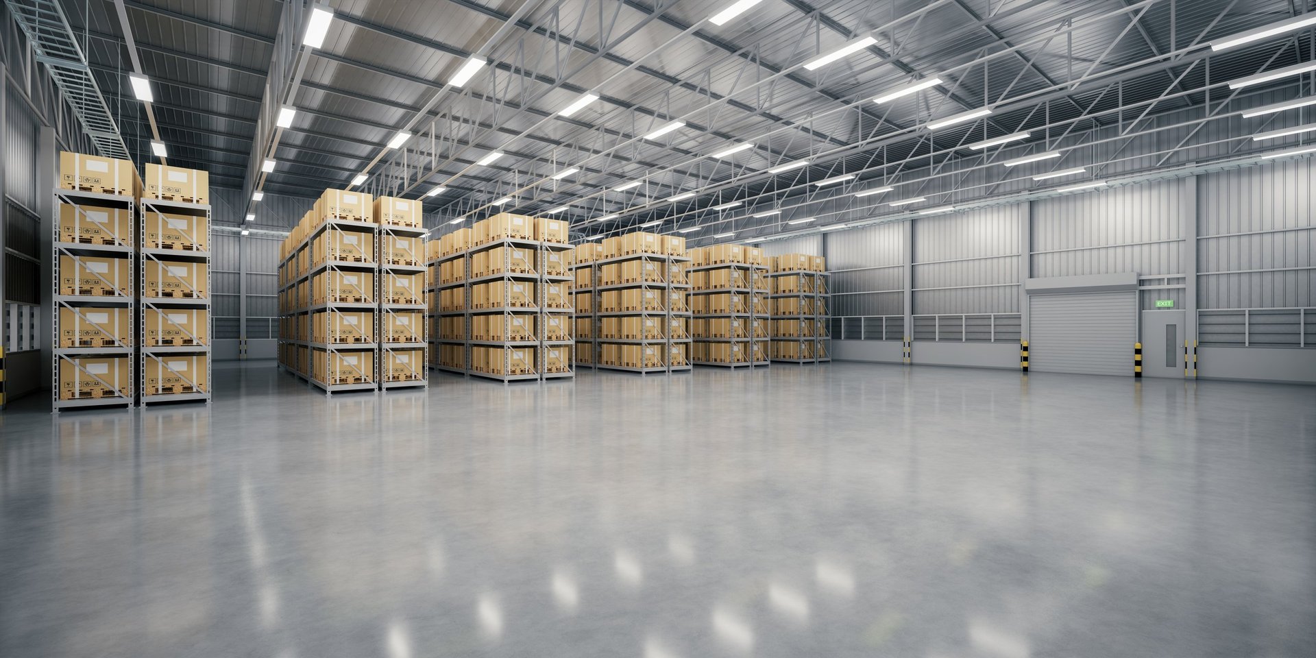 Warehouse interior with concrete floor showing industrial setting