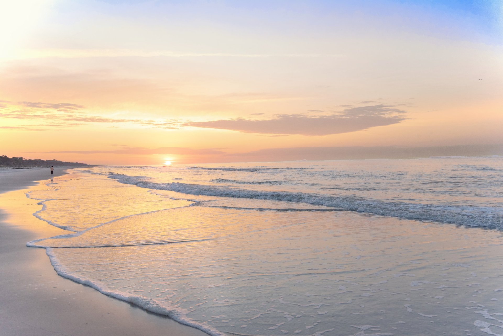 Beautiful sunrise over St. Augustine Beach coastline in Florida